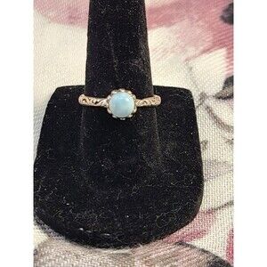 Sterling Silver Larimar Ring 925 Size 7 Caribbean Blue Gemstone Boho Jewelry
